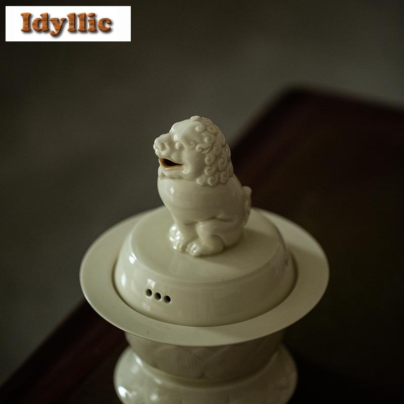 Ding Kiln Ceramic Lion Large Incense Holder Mist Smoking Steamers Incense Burners Aromatherapy Censer Tea Ceremony Ornaments