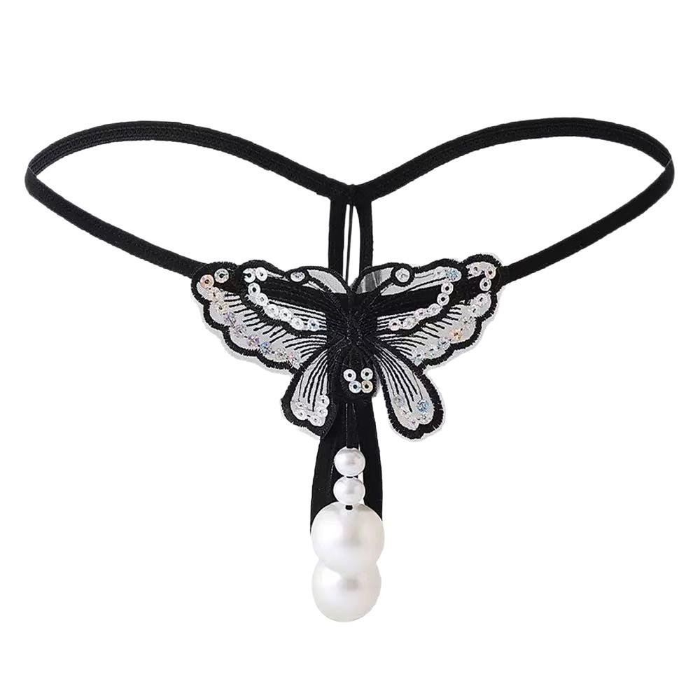 Women's Extra Large Pearl Massage Crotchless Temptation Thong