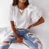 T-shirt da donna 2026 Estate Manica Corta con Volant Girocollo Semplice ed Elegante