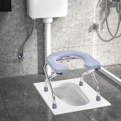 Hocktoilettensitz für ältere Menschen, Toilettenstuhl, waschbar, mattiertes Brett, tragbar, zusammenklappbar