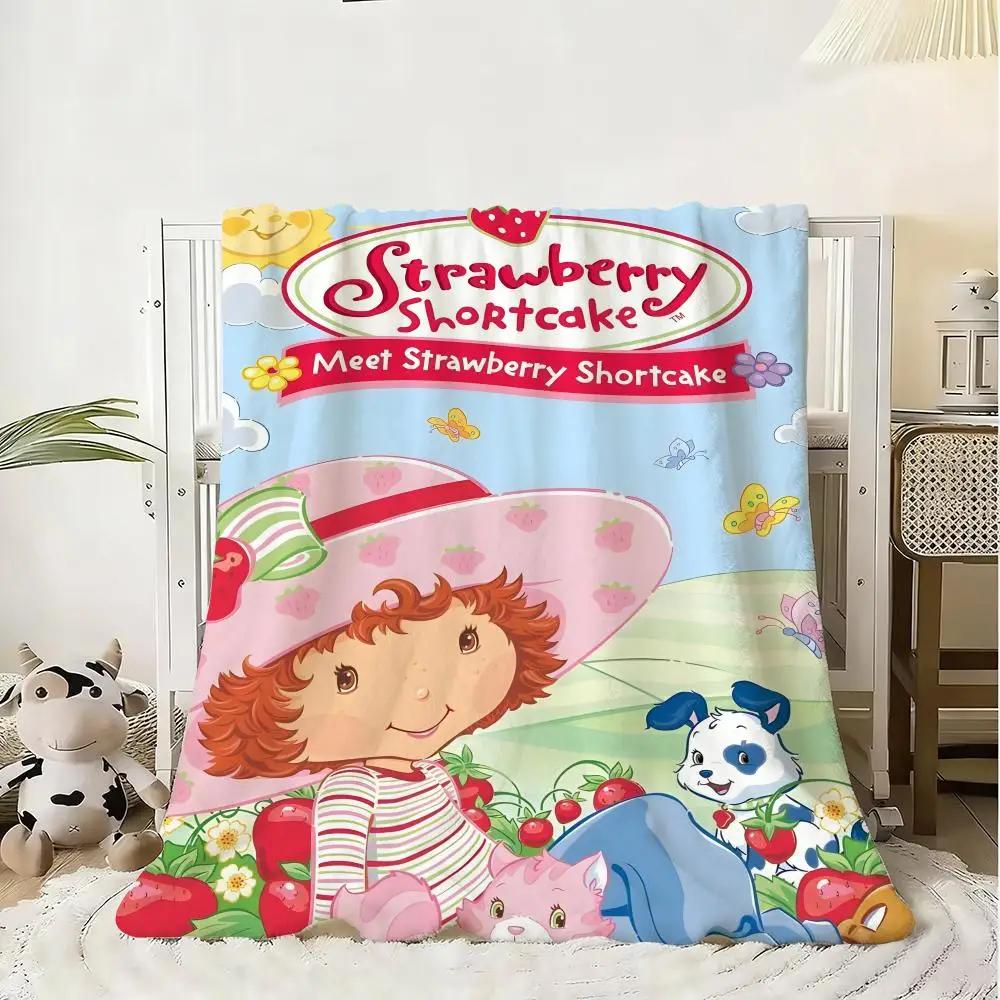 Süßer Cartoon s-Erdbeer S-Sahnetorte Überwurf Flanell Flauschig Weich Decke Warm Hautfreundlich Überwurf für Sofa Bett Büro Nickerchen Winter
