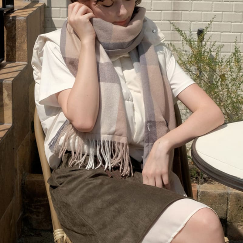 Dberno Diberno Check Heated Muffler (Brown check)