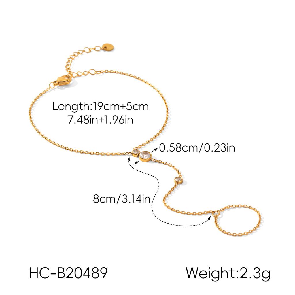 Elegant And Sophisticated Zircon Finger Chain Bracelet Integrated Jewelry Chain Hand Accessory For Women