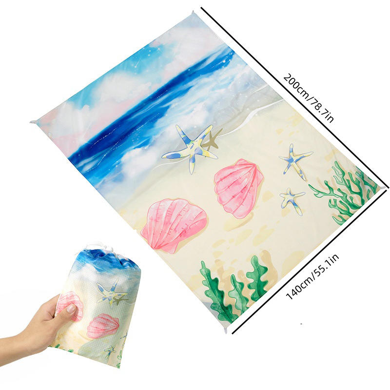 Large Foldable Beach Blanket Waterproof Sandproof Beach Mat Outdoor Picnic Mat for Travel Hiking Camping