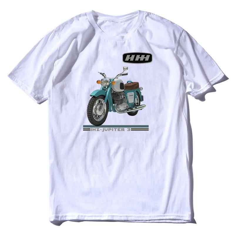 Russian USSR IZH Jupiter 3 Motorcycle New Cotton Short Sleeve O-Neck Casual Mens Streetwear