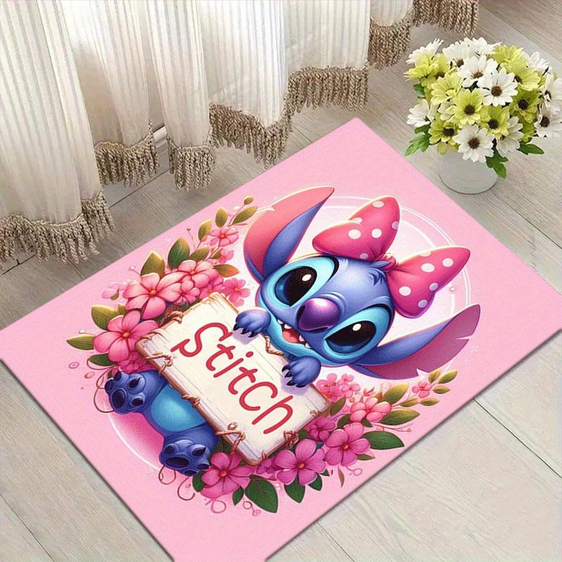 

1pc Cute Stitch Pattern Area Rug Soft Flannel Floor Mat for Living Room,Office,Bedroom and Carpet,Sofa Coffee Table Floor Mat 60cm by 90cm