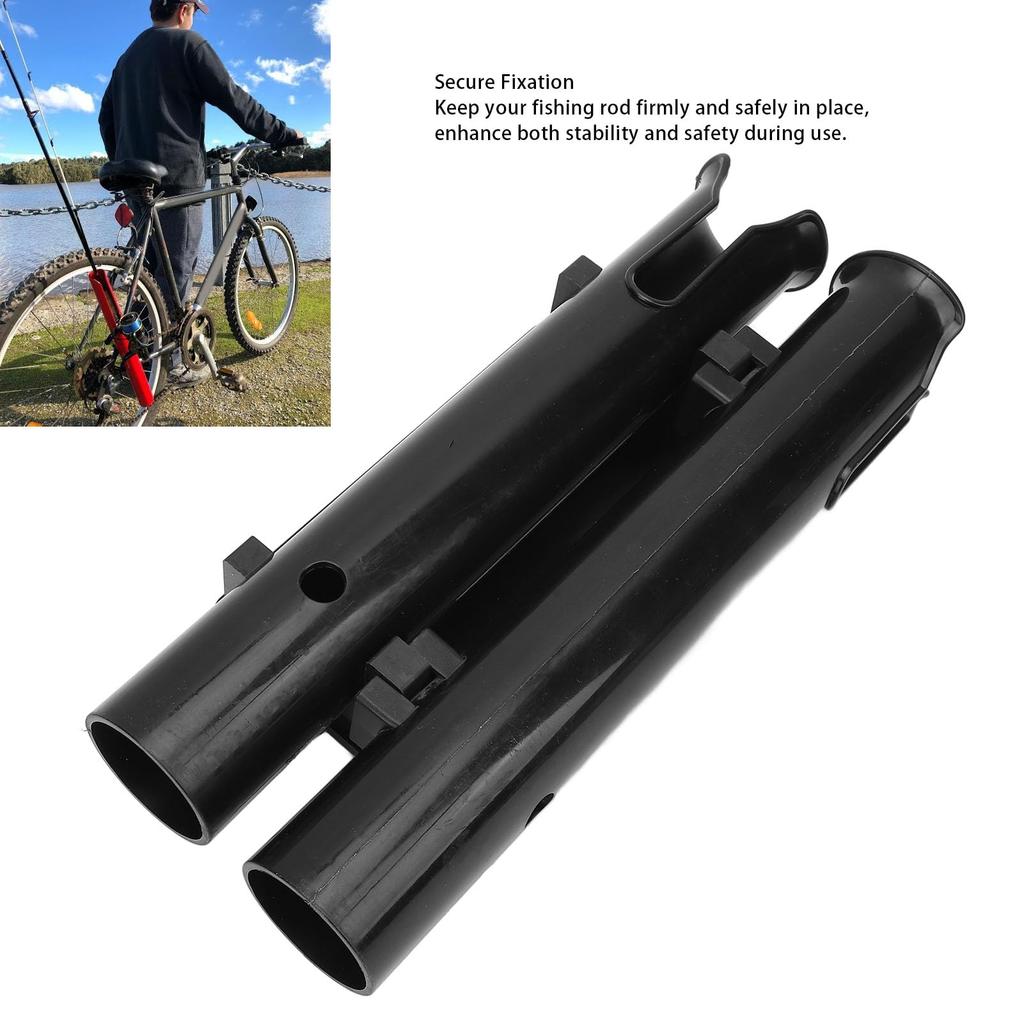 Fishing Rod Holder Bracket, Plastic Safety Fixing 2-Tube Fishing Rod Holder Rack, Portable Fishing Pole Holder, Tube Fishing Rod Pole Support for Moto