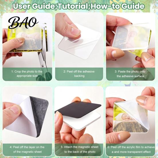 Handmade Magnet Craft 5/6/8/10/15/20/24 Sets DIY Acrylic Fridge Kit, Square Refrigerator Clear Making Kit with Adhesive Backing, Picture Photo Holder