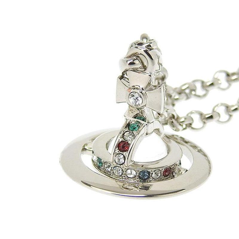 Vivienne Westwood New Petite Orb 3D Transparent Saturn Pendant Necklace Men necklace Silver 630203A1-02P296-CN