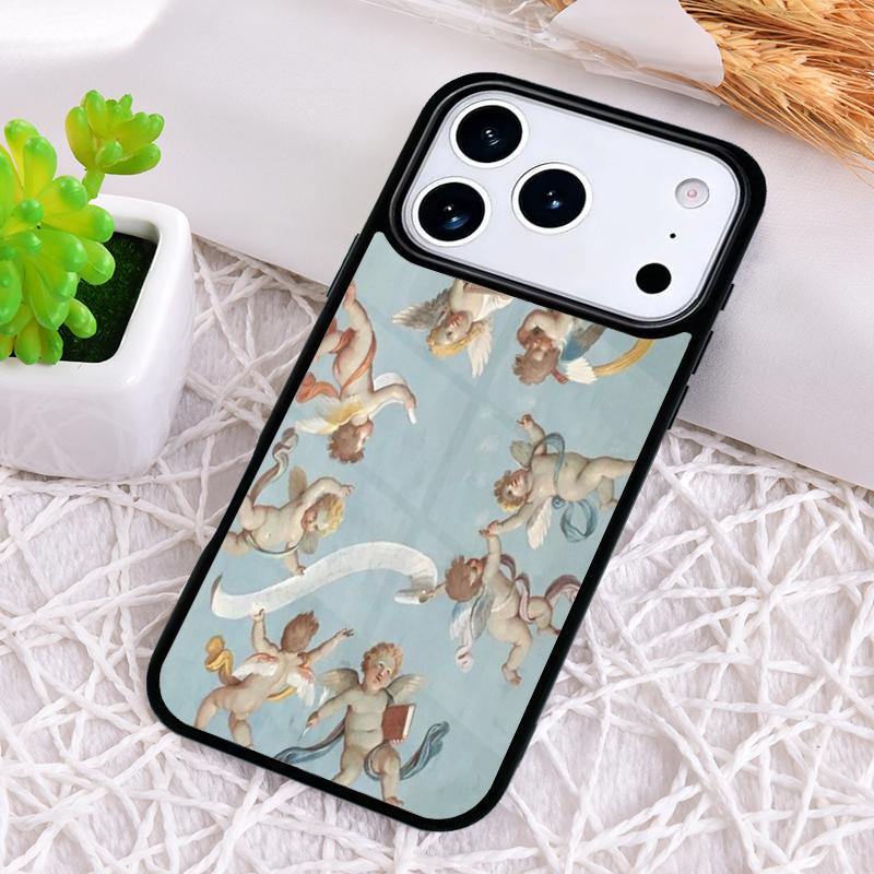 Vintage Painting Paradise Angel Shockproof Phone Case for iPhone 17 Air 16e 15 11 12 14 13 Pro Max Cover Coque