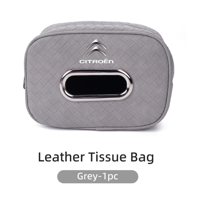 Plaid Pattern Car Tissue Bag PU Leather For Citroen C4 C3 C5 C1 C2 Berlingo Celysee Cactus Picasso Aircross Saxo Grand