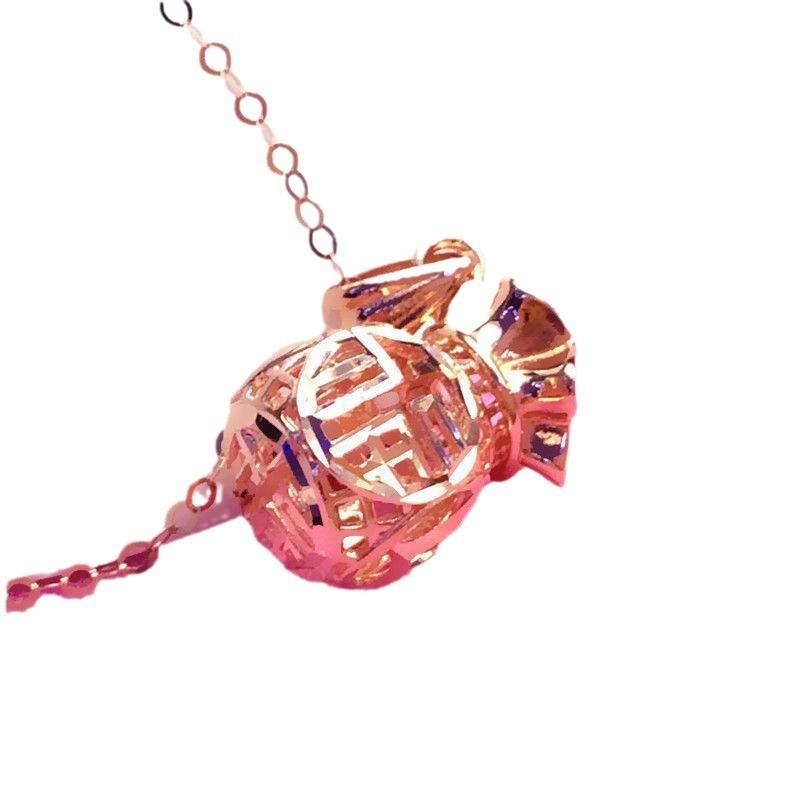 Exquisite Russian Purple Gold Plated Rose Gold Color Gold Plated Money Bag Pendant Classic Fortune Fashion Temperament Collarbone Chain