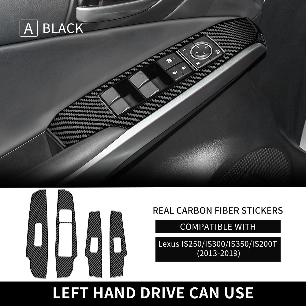 

Real Carbon Fiber Sticker For Lexus IS250 300 350 200T 2013- Car Window Lift Switch Panel Button Cover Trim Accessories For LHD Type A