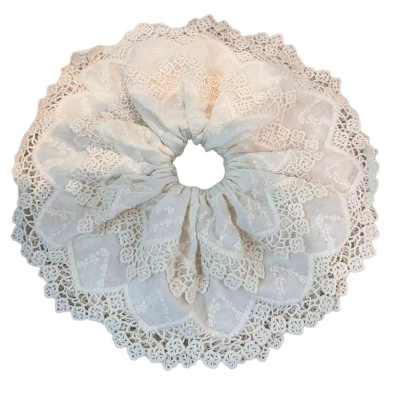 

Lace Trim Hair Tie DoubleLayer Hair Buns Scrunchies Elastic Hair Circle Big Scrunchy Elegant Hairband Female Hair Decors 1