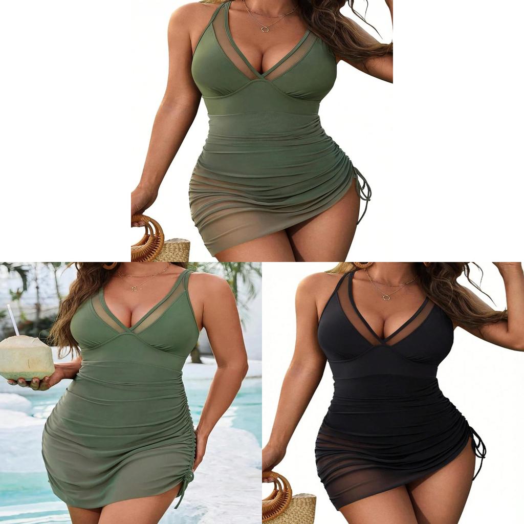Classic Polyester Onepiece Swimsuit For Women With Hidden Bust Padding For Beach Vacation
