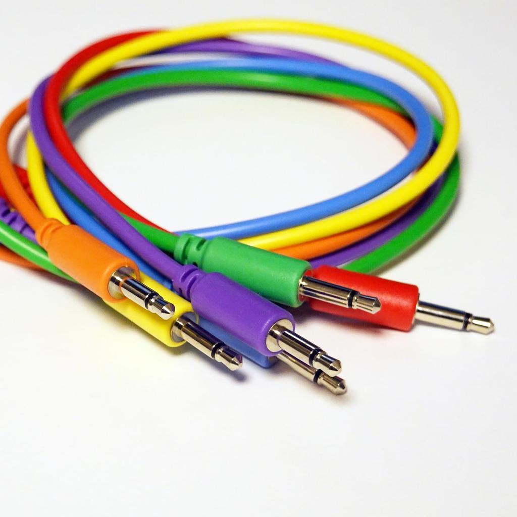 Set de cables de patch para sintetizador modular [LAMBDA] (rojo, amarillo, naranja, azul, verde, morado) (45cm)