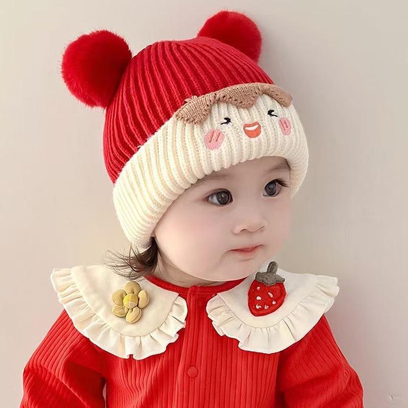 Baby Bobble Hat Cap Kids Pom Pom Beanies Caps Infant Bonnet Accessories For Baby Girls Boys 1-3Years