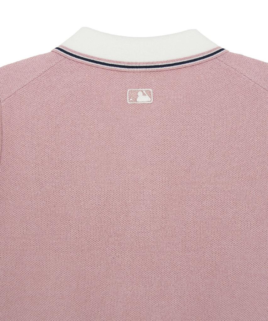 Emelbi Women'S Varsity Color Block Polo Short Sleeve Knit La (L.Pink)
