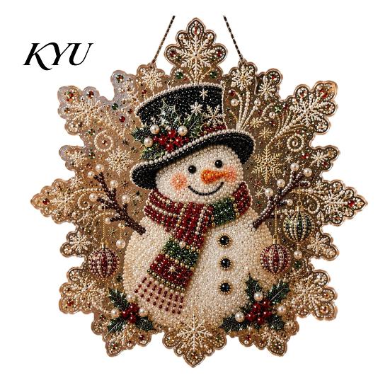 Presentes Lembrança Feitos à Mão para Amigos Natal Arte com Pérolas Artificiais Kit de Enfeite para Pendurar, Pintura com Contas DIY Suprimentos de Floco de Neve Acrílico Suncatcher,