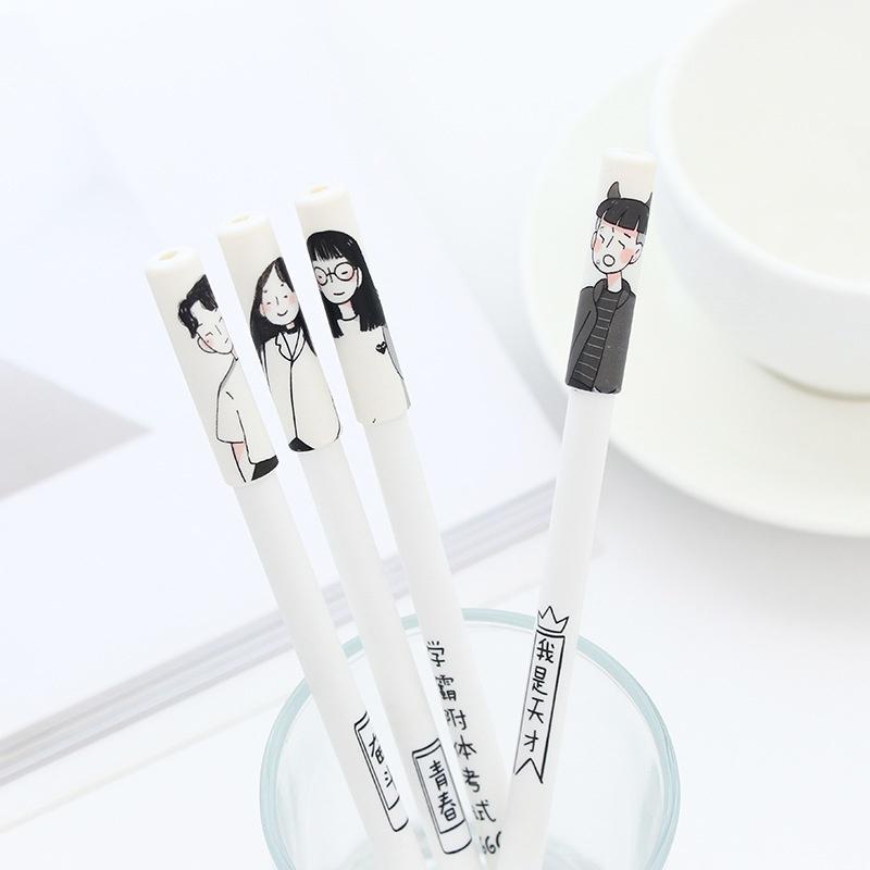 Text kreativní osobnosti Jednoduchý znak gelového pera Jehla plné černé neutrální pero 4ks