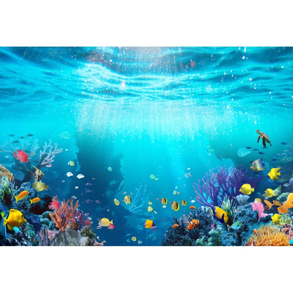 Underwater World Backgrounds for Photographs Ocean Fish Coral Fish Tank Decor Aquarium Scene Portrait Backdrop Shooting Props