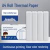 Portable A4 Thermal Paper 210mm: Quick-Dry, High-Definition Printing, 4 Rolls for Error Correction