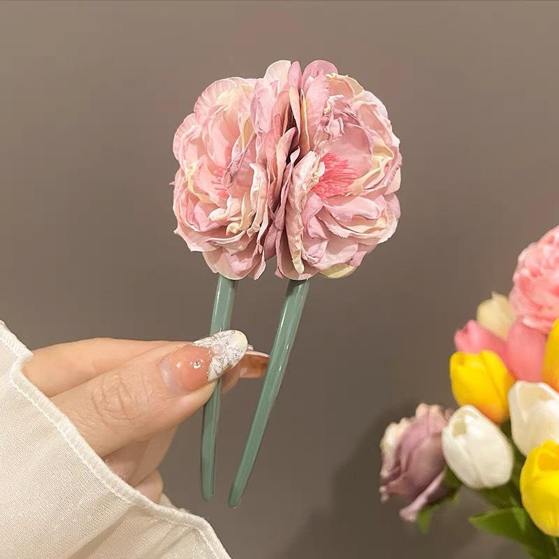 Dried Rose Hairpins Ancient-style HanfuRetro Cheongsam Accessories Updo Hairpins Hairpins and Hair Ornaments