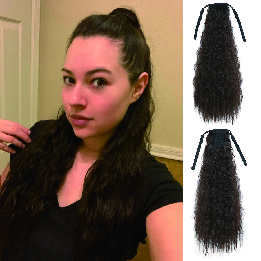 

МИСС ПАРИК Синтетическая кукуруза Волнистый Длинный хвост Шиньон Обертывание на Заколку Наращивание волос Ombre Коричневый Пони Хвост Блондинка Волосы