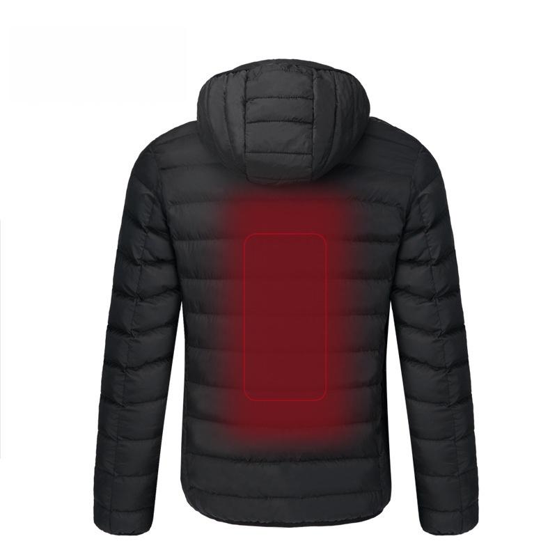Luxurious Usb Heated Warm Back Cervical Spine Hooded Winter Jacket For Motorcycle Skiing