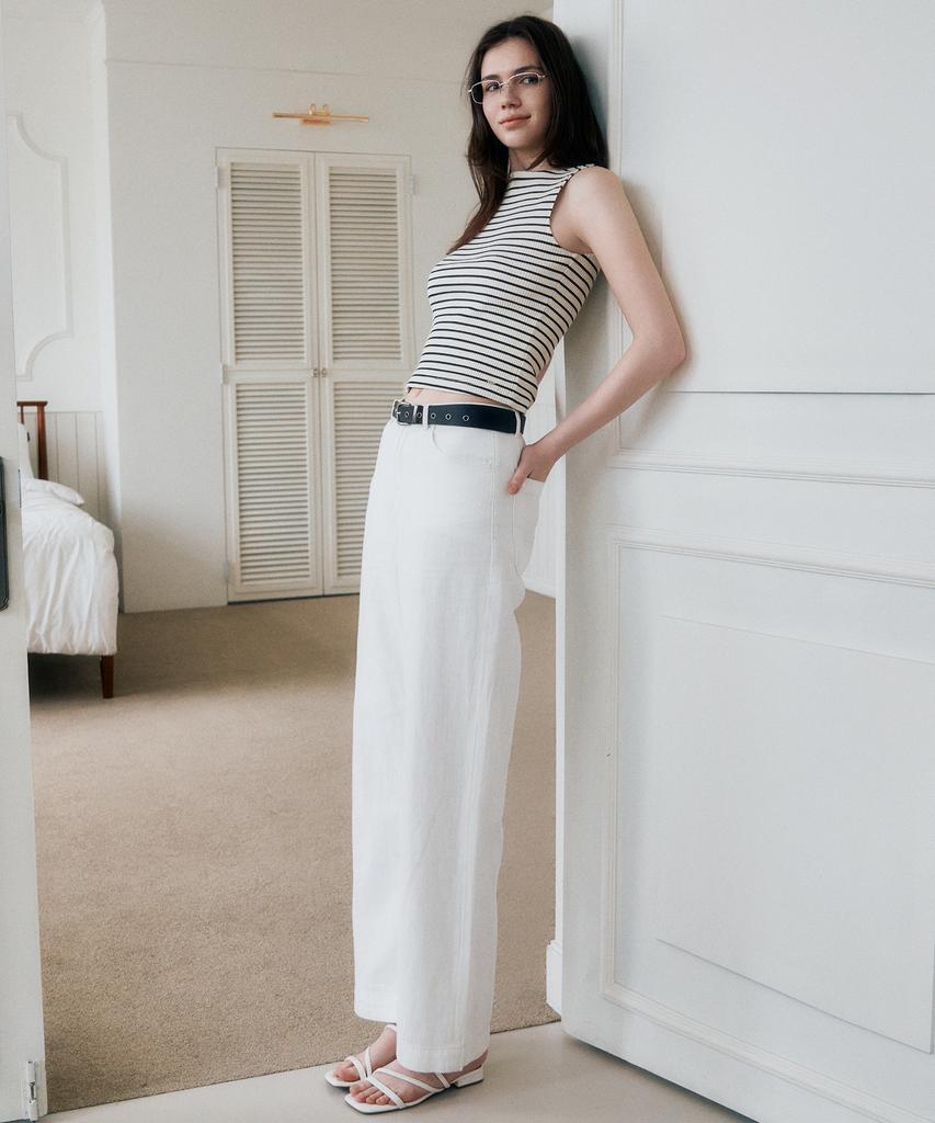 PLAC WOMEN Wide Linen Pants M36 White