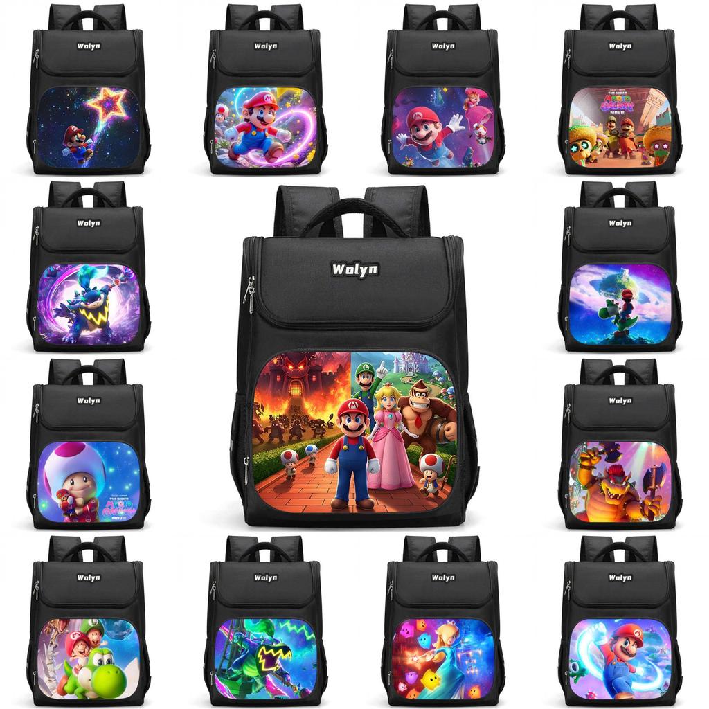 Der Super Mario Galaxy Film Strapazierfähiger Rucksack mit mehreren Fächern für Schulkinder Mit atmungsaktiven Air-Cushion-Trägern