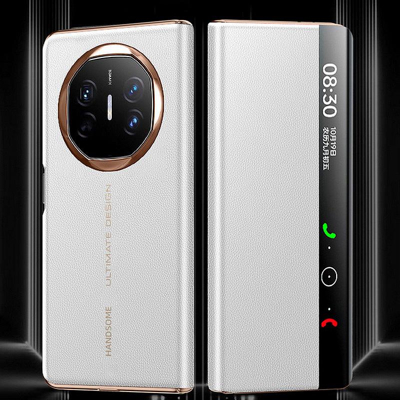 

Official Genuine Leather Smart Wake & Sleep Leather Phone Case For Huawei Mate X6 MATE X6 Lychee Camera Protection Cover For Huawei Mate X6