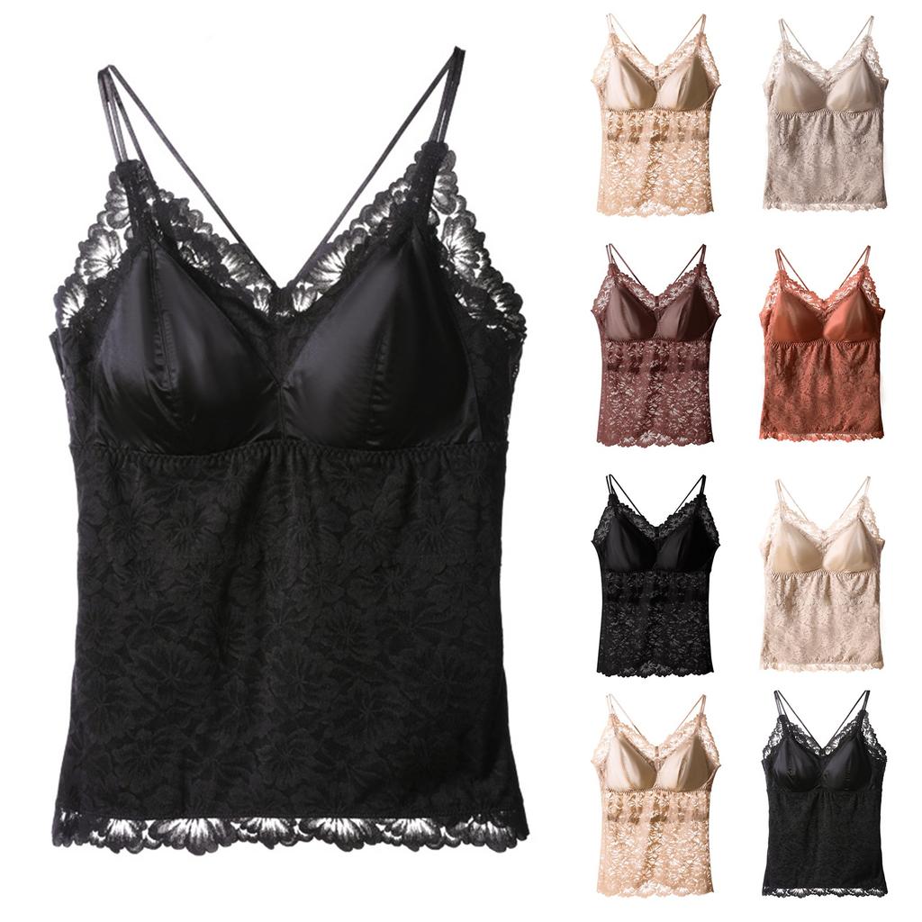 Women's Lace Latex Camisole Thermal Vest Plus Velvet Thickened Back Beautiful Heating Underwear