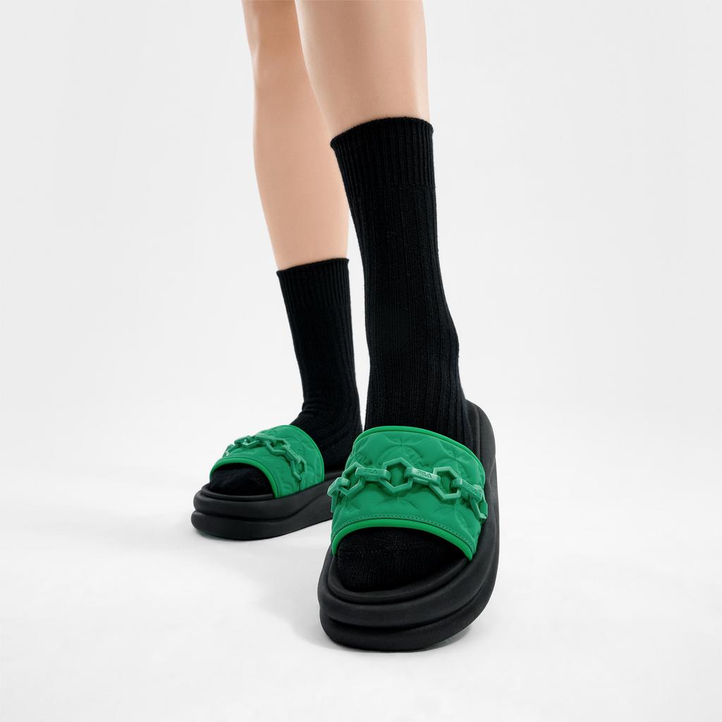 FILA Sponge Dolphin Comfortable Versatile Fashion Quick-Dry Slide Sandals Women sandals Green F12W422501FBG
