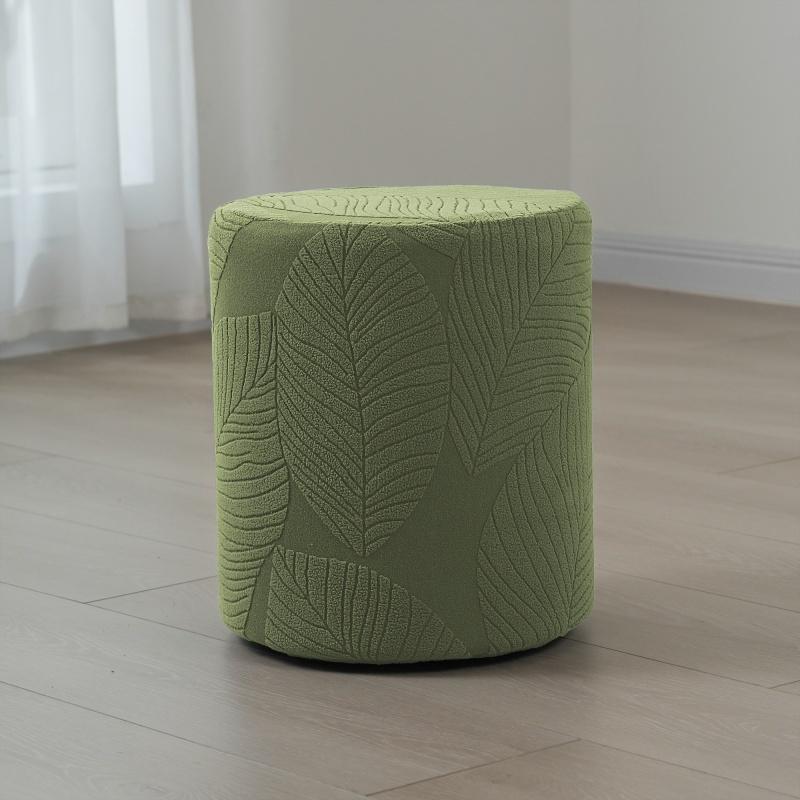 Elastic Round Ottoman Cover All Inclusive Non Slip Washable Footstool Protector For Living Room