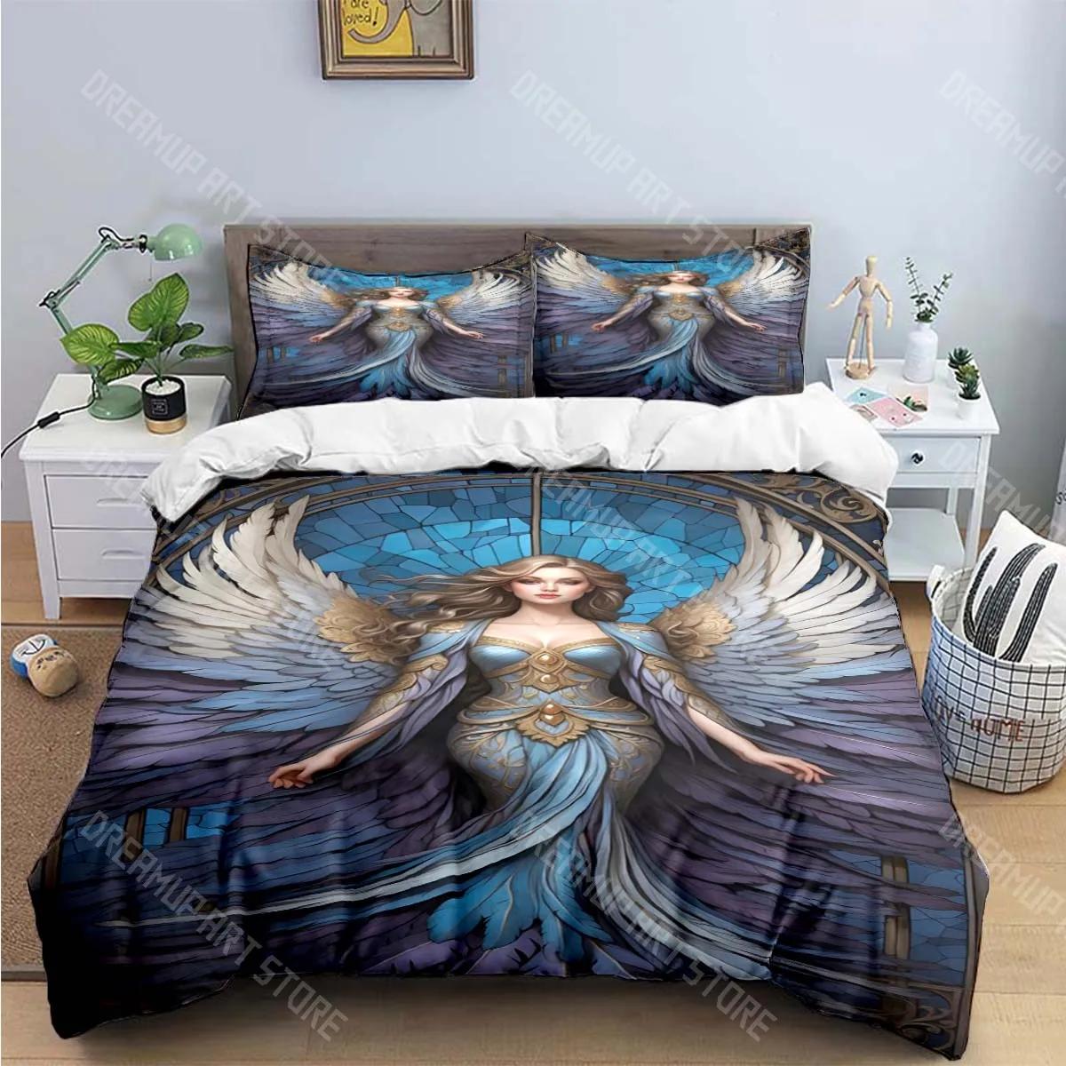 Magnifiques parures de lit imprimées ailes d'ange magnifique ensemble housse de couette ensemble couette lit ensemble de literie cadeau d'anniversaire de luxe EU Single 90x200cm