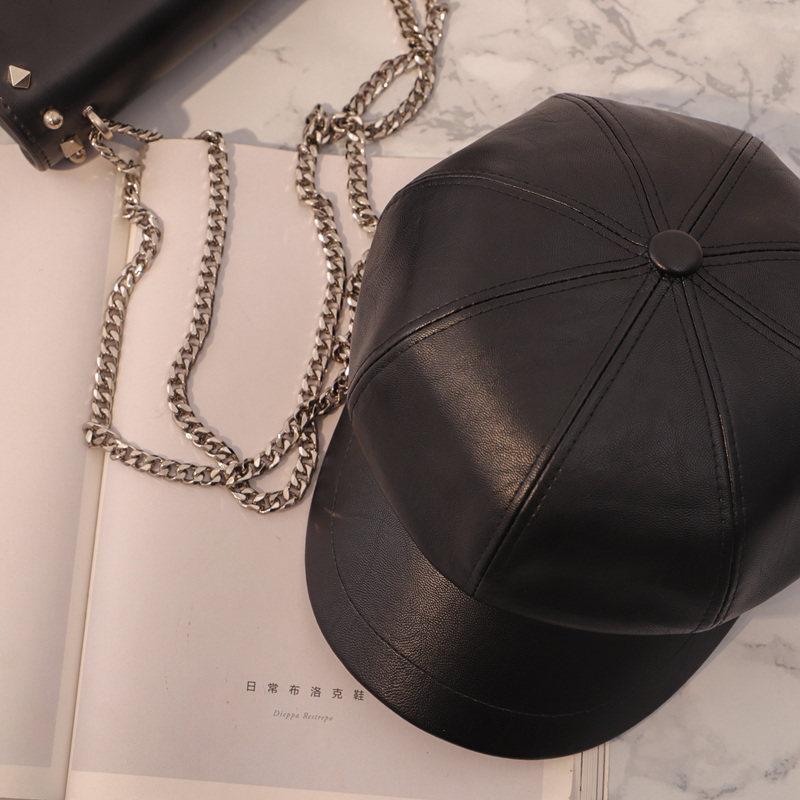 

Черная шляпа-восьмиклинка из искусственной кожи, шляпа с козырьком, британская, модная, осенне-зимняя, ретро, универсальная, кожаная шляпа, берет M (adjustable 54-57cm) improved stand-up version чёрный