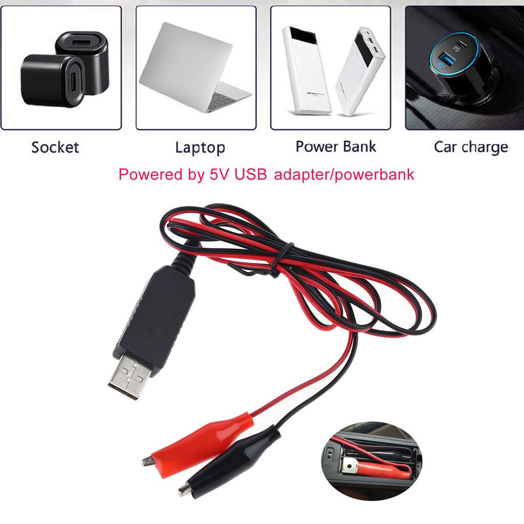 USB to 1.5V Power Cable for Clock Thermometer LED Toys and more device 2M