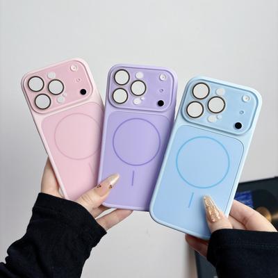 Large Window Liquid For Magsafe Case For iPhone 17 16 15 14 13 Pro Max Magnetic Camera Protection Shockproof Soft Silicone Cover