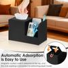 PU Leather Tissue Box Cover with Remote Holder Multifunctional Tissue Box Decorative Tissue Pen Remote Organizer for Home/Office