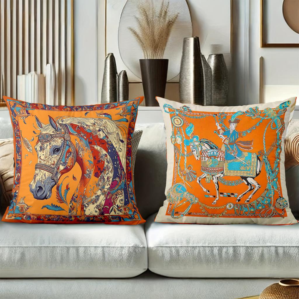 Colorful Horse Patterned Cushions for Home Decor Polyester Pillowcase,sofa Decorative Cushion Cov Headboard Pillow