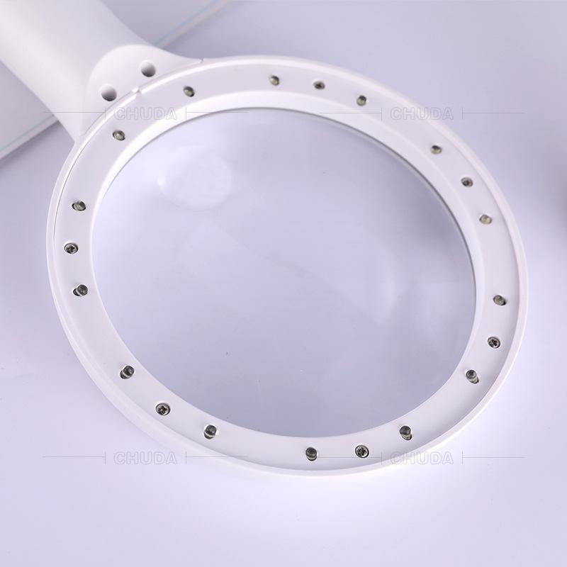 Handheld Magnifying Glass 120Mm Large Diameter Reading 14 Led Light Comfortable Handle Design