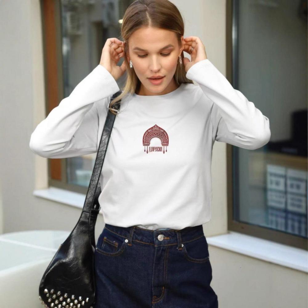 Cotton Long-sleeved T-shirt Foreign Style Niche Temperament Popular Printing Loose Casual Top Women
