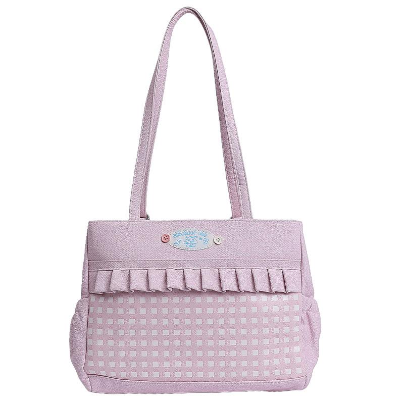 

New cute large-capacity transparent badge millet bar shoulder bag tote big bag going out 31*14*23 розовый