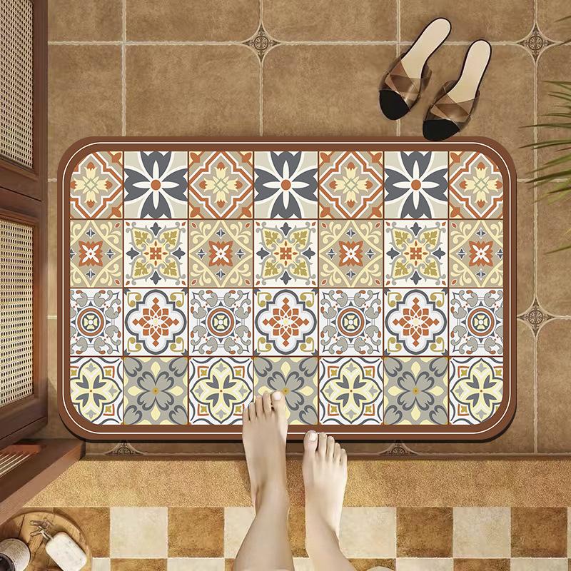 American Retro Tile Bathroom Water Absorption Anti -slip Door Padding Toilet Toilet Bathroom Door Diatom Mud Fast Dry Foot Pad