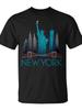 New York City Skyline Statue Of Liberty Brooklyn Bridge Graphic T Shirt All Season Humorous Unisexs T Shirt