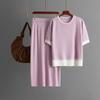 Fashion New Arrival Fashion Knitted Short-Sleeved Shirt Skirt Suit Knitted Top and Skirt Set