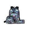 One Eyed Monster Print Three Piece Rucksacks Set for Boys Plus Girls Best Gifts 2D Flat Animated School Carrier for Children