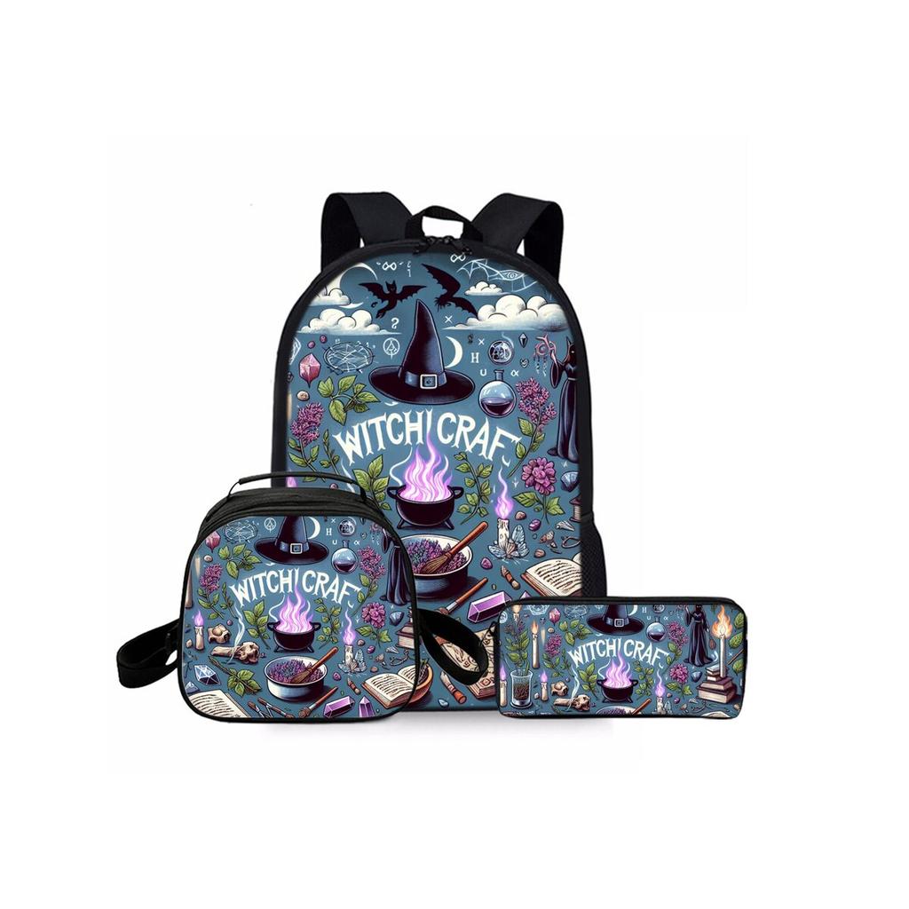 One Eyed Monster Print Three Piece Rucksacks Set for Boys Plus Girls Best Gifts 2D Flat Animated School Carrier for Children