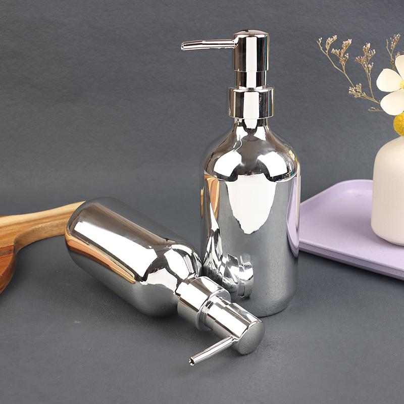 300/500Ml Silver Plating Soap Dispenser Bottle Empty Hand Press Refillable Lotion Bathroom Shampoo Shower Gel Container Accessor